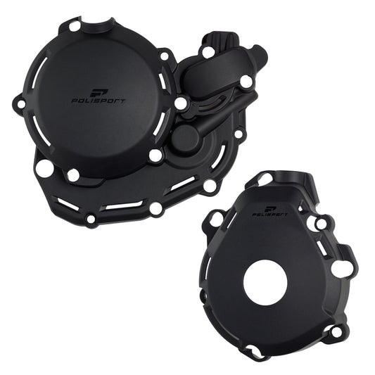 Polisport Motorabdeckungen Schutz-Kit Schwarz & Schwarz für GasGas EC 450 F, Motorschutz