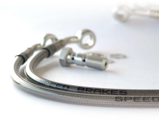 Tecnium Speedbrakes Aviation Bremsschlauch Edelstahl/Silber Banjo Yamaha YZ 250 2000-2004, Bremsleitung