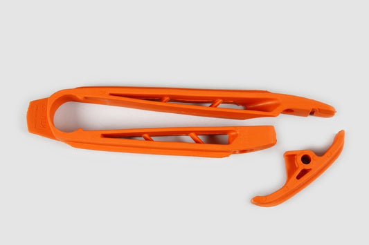 UFO Kit mit Schwingenschleifschutz + unterer Kettenschiene UFO orange KTM, Kettenschleifer